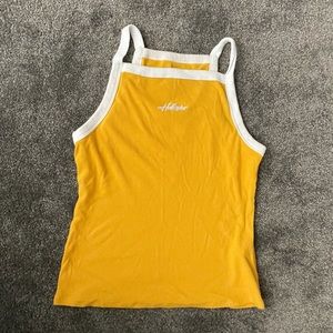 hollister logo slim fit yellow ribbed tank top